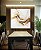 Quadro Quadrado Abstrato Branco Dourado Arte Fluida Canvas Moldura - Imagem 2