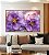 Quadro Horizontal Flores Rosa Roxo Dourado Arte Fluída Canvas Moldura - Imagem 2