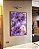 Quadro Vertical Flores Rosa Roxo Dourado Arte Fluída Canvas Moldura - Imagem 1