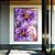 Quadro Vertical Flores Rosa Roxo Dourado Arte Fluída Canvas Moldura - Imagem 5