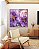 Quadro Quadrado Flores Rosa Roxo Dourado Arte Fluída Canvas Moldura - Imagem 1