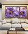 Trio de Quadros Flores Rosa Roxo Dourado Arte Fluída Canvas Moldura - Imagem 2