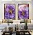 Duo de Quadros Flores Rosa Roxo Dourado Arte Fluída Canvas Moldura - Imagem 2