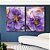 Duo de Quadros Flores Rosa Roxo Dourado Arte Fluída Canvas Moldura - Imagem 1