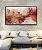 Quadro Horizontal Flores Abstratas Delicadas Rosa Vermelho Dourado Canvas Moldura - Imagem 2