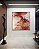 Quadro Quadrado Flores Abstratas Delicadas Rosa Vermelho Dourado Canvas Moldura - Imagem 3