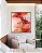 Quadro Quadrado Flores Abstratas Delicadas Rosa Vermelho Dourado Canvas Moldura - Imagem 1