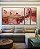 Trio de Quadros Estilizados Flores Abstratas Delicadas Rosa Vermelho Dourado Canvas Moldura - Imagem 4