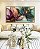 Quadro Horizontal Flores Delicadas Abstratas Rosa Verde Dourado Canvas Moldura - Imagem 5