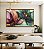 Quadro Horizontal Flores Delicadas Abstratas Rosa Verde Dourado Canvas Moldura - Imagem 1