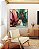 Quadro Quadrado Flores Delicadas Abstratas Rosa Verde Dourado Canvas Moldura - Imagem 2