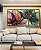 Trio de Quadros Flores Delicadas Abstratas Rosa Verde Dourado Canvas Moldura - Imagem 5