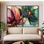 Duo de Quadros Flores Delicadas Abstratas Rosa Verde Dourado Canvas Moldura - Imagem 1