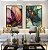 Duo de Quadros Flores Delicadas Abstratas Rosa Verde Dourado Canvas Moldura - Imagem 4