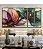 Trio de Quadros Estilizados Flores Delicadas Abstratas Rosa Verde Dourado Canvas Moldura - Imagem 3