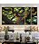 Trio de Quadros Estilizados Árvore Tronco Galhos Folhas Verdes Natureza Canvas Moldura - Imagem 1