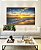 Quadro Horizontal Pôr do Sol Dourado Praia Mar Calmo Canvas Moldura - Imagem 2