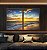 Duo de Quadros Pôr do Sol Dourado Praia Mar Calmo Canvas Moldura - Imagem 2
