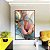 Quadro Vertical Flores Rosa Salmão Turquesa Dourado Canvas Moldura - Imagem 3