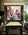 Quadro Quadrado Flores Rosa Salmão Turquesa Dourado Canvas Moldura - Imagem 5