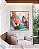 Quadro Quadrado Flores Rosa Salmão Turquesa Dourado Canvas Moldura - Imagem 1