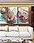 Trio de Quadros Flores Rosa Salmão Turquesa Dourado Canvas Moldura - Imagem 2
