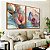 Duo de Quadros Flores Rosa Salmão Turquesa Dourado Canvas Moldura - Imagem 5