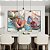 Duo de Quadros Flores Rosa Salmão Turquesa Dourado Canvas Moldura - Imagem 3