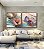 Duo de Quadros Quadrados Flores Rosa Salmão Turquesa Dourado Canvas Moldura - Imagem 5