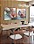Duo de Quadros Quadrados Flores Rosa Salmão Turquesa Dourado Canvas Moldura - Imagem 1