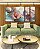 Trio de Quadros Estilizados Flores Rosa Salmão Turquesa Dourado Canvas Moldura - Imagem 1