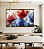 Quadro Horizontal Flores Dourado Vermelho Azul Canvas Moldura - Imagem 1