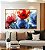 Quadro Horizontal Flores Dourado Vermelho Azul Canvas Moldura - Imagem 2