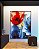Quadro Vertical Flores Dourado Vermelho Azul Canvas Moldura - Imagem 3