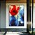 Quadro Vertical Flores Dourado Vermelho Azul Canvas Moldura - Imagem 4
