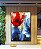 Quadro Vertical Flores Dourado Vermelho Azul Canvas Moldura - Imagem 1