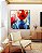 Quadro Quadrado Flores Dourado Vermelho Azul Canvas Moldura - Imagem 3