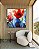 Quadro Quadrado Flores Dourado Vermelho Azul Canvas Moldura - Imagem 4