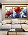 Trio de Quadros Flores Dourado Vermelho Azul Canvas Moldura - Imagem 5