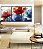 Trio de Quadros Flores Dourado Vermelho Azul Canvas Moldura - Imagem 2