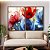 Duo de Quadros Flores Dourado Vermelho Azul Canvas Moldura - Imagem 5