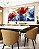 Duo de Quadros Quadrados Flores Dourado Vermelho Azul Canvas Moldura - Imagem 2
