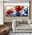 Duo de Quadros Quadrados Flores Dourado Vermelho Azul Canvas Moldura - Imagem 3