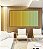 Quadro Horizontal Degradê Listras Amarelo Ouro Verde Menta Canvas Moldura - Imagem 3
