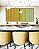 Duo de Quadros Quadrados Degradê Listras Amarelo Ouro Verde Menta Canvas Moldura - Imagem 2