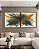 Duo de Quadros Quadrados Cores Azul Petróleo Laranja Tangerina Efeito Pintura Canvas Moldura - Imagem 2
