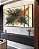 Trio de Quadros Estilizados Cores Azul Petróleo Laranja Tangerina Efeito Pintura Canvas Moldura - Imagem 1