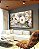 Quadro Horizontal Flores Brancas Dourado Turquesa Delicadas Canvas Moldura - Imagem 1