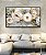 Quadro Horizontal Flores Brancas Dourado Turquesa Delicadas Canvas Moldura - Imagem 3