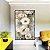 Quadro Vertical Flores Brancas Dourado Turquesa Delicadas Canvas Moldura - Imagem 2